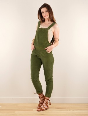 Army green Toonzshop Arawat Corduroy Overalls Women Pants | 23069PCJX