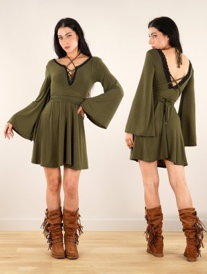 Army green Toonzshop Bohemian Dress "Orphée" Women Dress | 59762WLIA