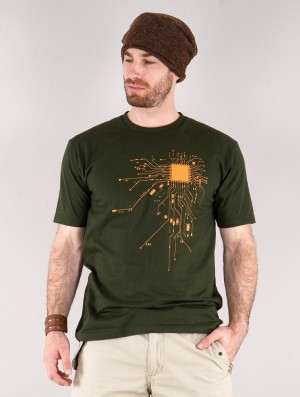 Army green Toonzshop Electrosystem Printed Short Sleeve T-shirt Men T-Shirt | 09841UDNP