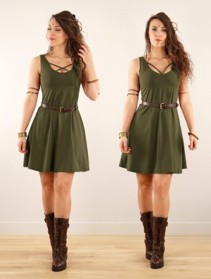 Army green Toonzshop Full Moon Reversible Dress Women Dress | 19685WDQF