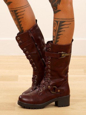 Auburn and old brass details Toonzshop Dezba High Boots Women Boots | 67942HKEX