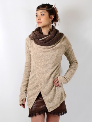 Beige and Brown Toonzshop Adrika Cardigan Women Cardigan | 39160DKLN