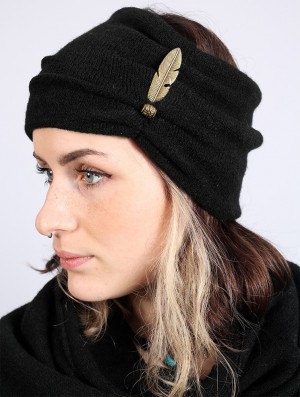 Black Toonzshop Aikköoz Feathered Headband Women Hats | 59073PLMH