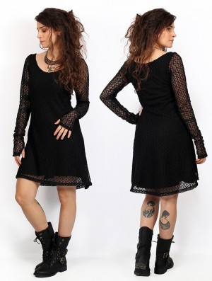 Black Toonzshop Alchemÿa Crochet Lining Dress Women Dress | 20736XTOS