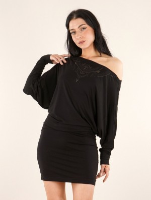 Black Toonzshop Aliyan Zohraa Batwing Sleeves Short Dress Women Dress | 47968BMLZ