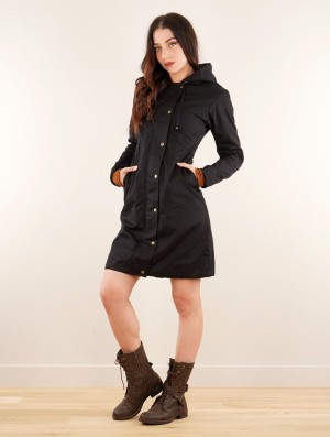 Black Toonzshop Ase Long Hooded Coat Women Coats | 39786CPFD