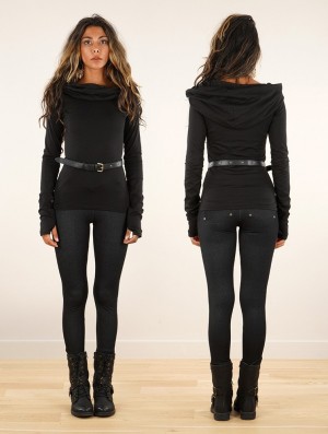 Black Toonzshop Chryzz Long Sleeve Top Women Tops | 58137GOMP