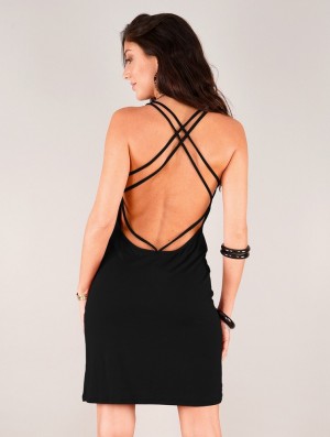 Black Toonzshop Emiko Bare Back Sleeveless Short Dress Women Dress | 26954ZNLT