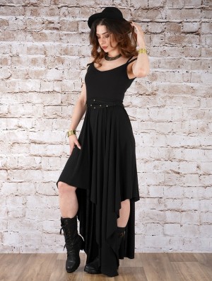 Black Toonzshop Gypse Asymmetric Flared Long Dress Women Dress | 09376PDIE