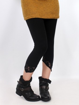 Black Toonzshop Lï-kaz Short Pointy Leggings With Lace Women Leggings | 07582VYDT