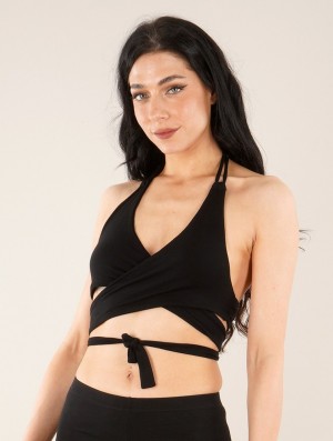 Black Toonzshop Nahri Crop Top Bra With Deep Halter Neckline Women Bras | 35109JWXK