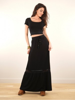 Black Toonzshop Nimue Long Skirt Women Skirt | 72618YFAM