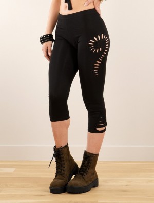 Black Toonzshop Niram Cut-out 3/4 Leggings Women Leggings | 32596NYPT