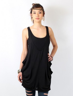 Black Toonzshop Palani Sleeveless Tunic Women Tops | 96873VOPX