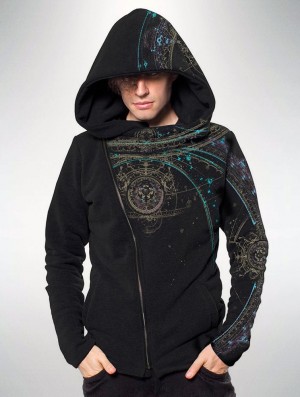 Black Toonzshop Portal Zip Up Hoodie Men Hoodie | 76902XDYR