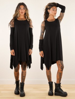 Black Toonzshop Short Dress With Removable Sleeves "Lilin" Women Dress | 15846LXZM