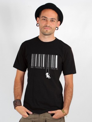 Black Toonzshop Swing Barcode Printed Short Sleeve T-shirt Men T-Shirt | 42938TQOG