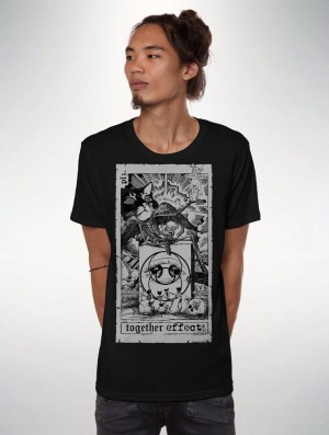 Black Toonzshop Together Effect T-shirt With Printed Patch Men T-Shirt | 35461ILGQ