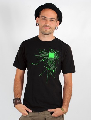 Black and green Toonzshop Electrosystem Printed Short Sleeve T-shirt Men T-Shirt | 56784VRKX