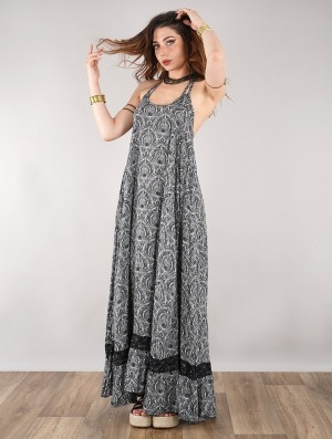 Black with floral patterns Toonzshop Gaia Long Dress Women Dress | 17032DQHS