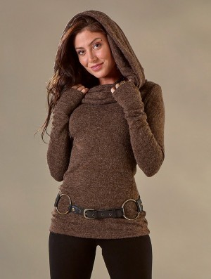 Brown Toonzshop Mantra Big Collar Sweater Women Sweater | 84259VPNH