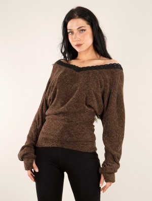 Brown Toonzshop Physälis 2in1 Roll-up Sweater Women Sweater | 19073BPMR