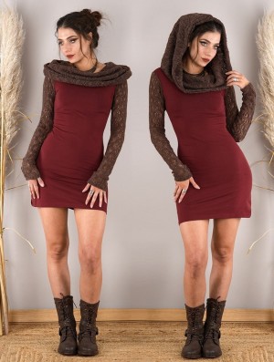 Brown and sienna Toonzshop Atmäa Crochet Long Sleeved Dress Women Dress | 21735AFNX