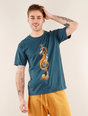 Dark blue Toonzshop Vegetal Treble Clef Printed Short Sleeve T-shirt Men T-Shirt | 07512KYUP