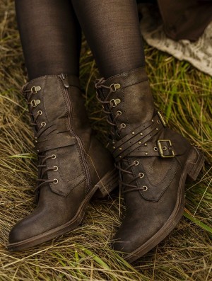 Dark brown Toonzshop Menaka Boots Women Boots | 79512NKWC