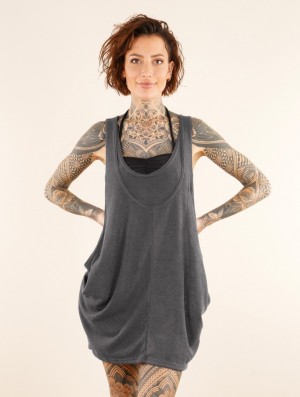 Dark grey Toonzshop Palani Sleeveless Tunic Women Tops | 69075LRXV