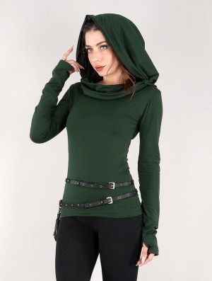 Forest green Toonzshop Chryzz Long Sleeve Top Women Tops | 64957KYNF