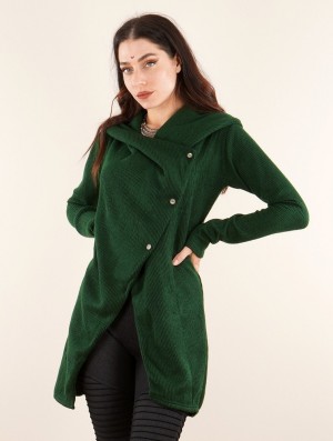 Forest green Toonzshop Panimya Large Collar Crossed Front Jacket Women Jackets | 62804NXKS