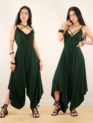 Forest green Toonzshop Topäaz Loose And Reversible Strappy Jumpsuit Women Jumpsuit | 95076DLHS