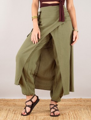 Olive green Toonzshop Wanda Harem Skirt Pants Women Skirt | 84795XSTD