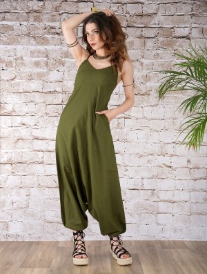 Olive green Toonzshop Yahnaa Harem Pant Overalls Women Pants | 84562HAKR