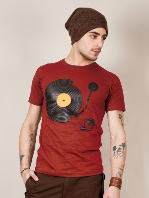 Red Toonzshop Record Painter Printed Short Sleeve T-shirt Men T-Shirt | 75329UAVO