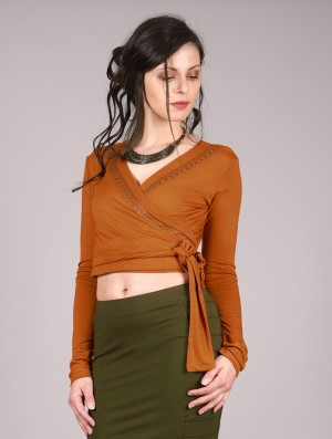 Rusty Toonzshop Irwaen Indie Long Sleeved Crop Top Women Tops | 75469XJIN