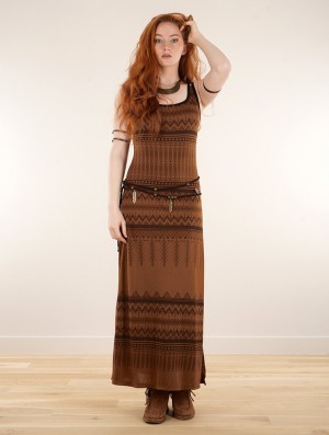 Sienna Toonzshop Electra Aztec Printed Long Split Strappy Dress Women Dress | 08625GVUL