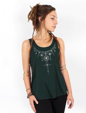 Teal and silver Toonzshop Kyaani Printed Tank Top Women Tank Top | 32196XCIH