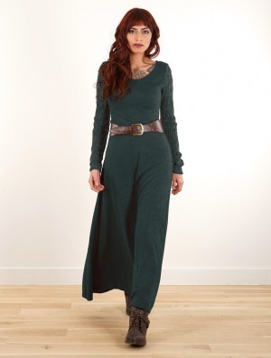 Teal blue Toonzshop Melisandre Crochet Long Sleeve Long Sweater Dress Women Dress | 95870RLUQ