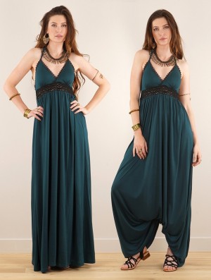 Teal blue Toonzshop Nolofinwe Strappy Bare Back Long Dress And Harem Pant Overalls Women Dress | 34028RWZG