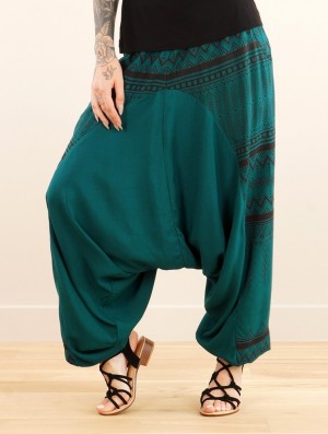 Teal with brown prints Toonzshop Ginie Aztec Light Harem Pants Women Pants | 73026TNLZ