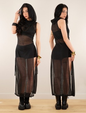 Transparent black Toonzshop Nephilim Long Slit Dress Women Dress | 42869IKXT