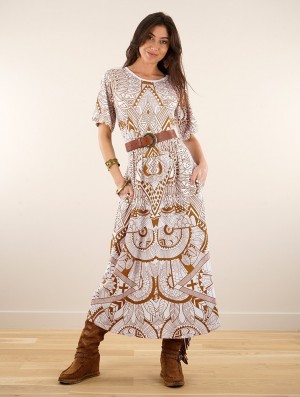 White Toonzshop Eorynn Africa Printed Oversized Long Dress Women Dress | 85634SZFY