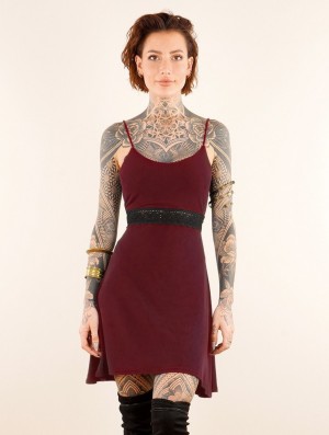 Wine Toonzshop Düune Skater Dress With Crochet Women Dress | 47209MUSO