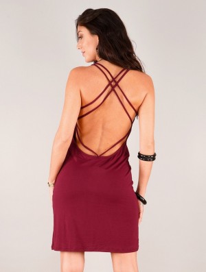 Wine Toonzshop Emiko Bare Back Sleeveless Short Dress Women Dress | 37621IMWB