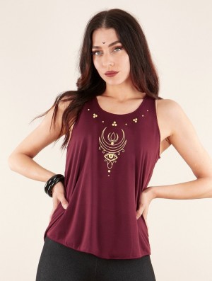 Wine and gold Toonzshop Alruwhani Printed Tank Top Women Tank Top | 41260MUPQ