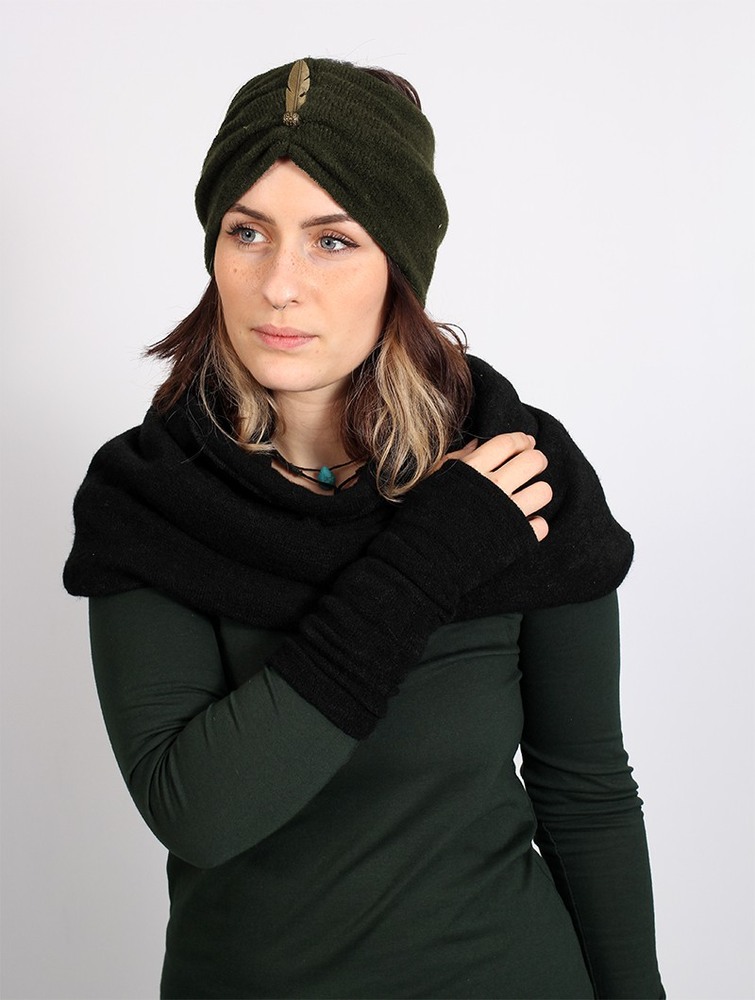 Army green Toonzshop Aikköoz Feathered Headband Women Hats | 13680OFID