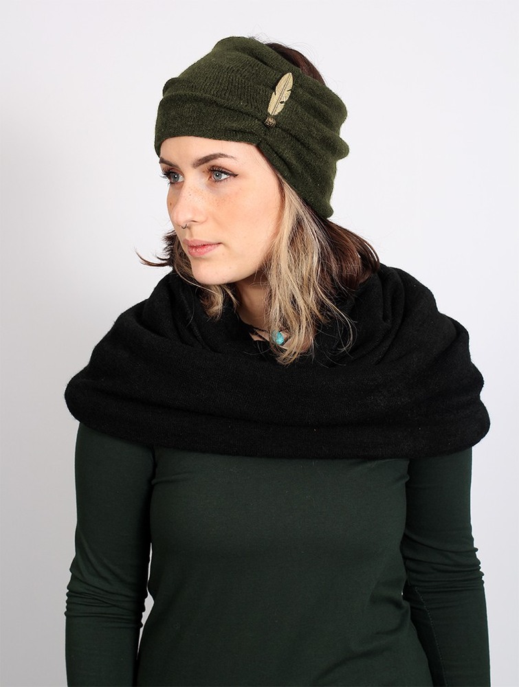 Army green Toonzshop Aikköoz Feathered Headband Women Hats | 13680OFID