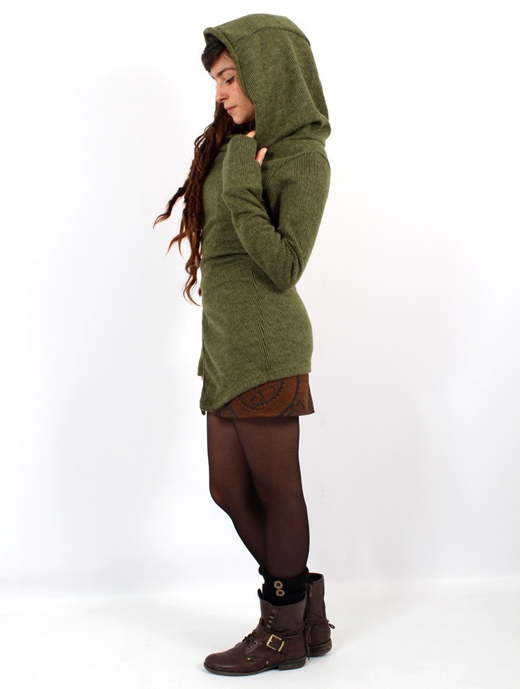 Army green Toonzshop Akriti Crossed Hooded Jacket With Zipper Women Jackets | 91384TLXW